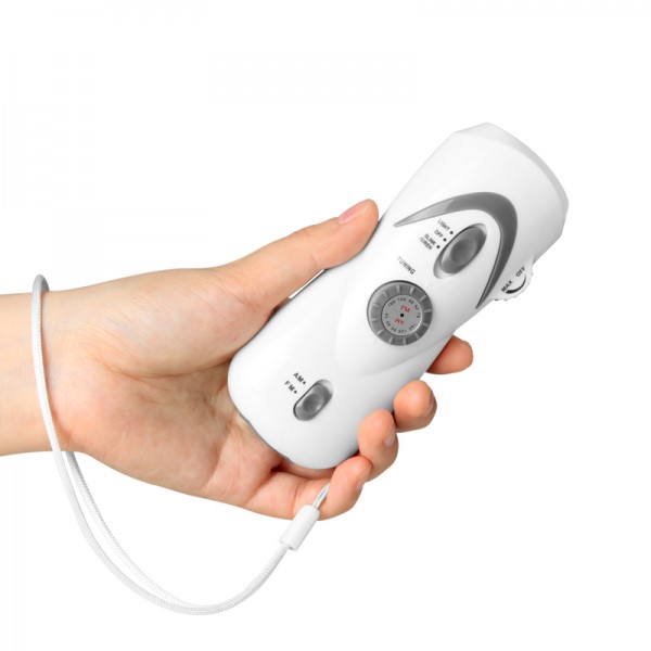 Dynamo Crank Hand Flashlight FM Radio high sensitive With USB Charging