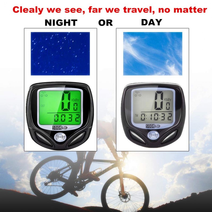 SOON GO Bike Speedometer, Bicycle Speedometer Wireless Bike Computer
