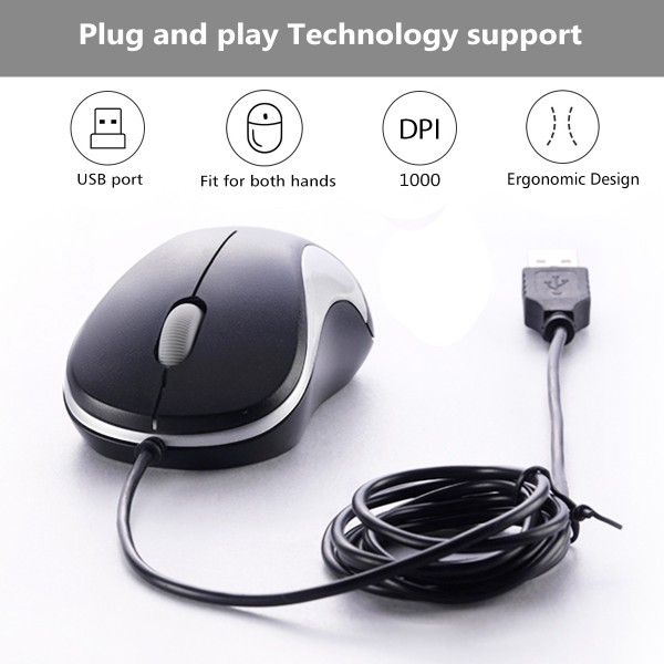Computer Mini USB Wired Optical Mouse Portable for Laptop, Notebook, MacBook