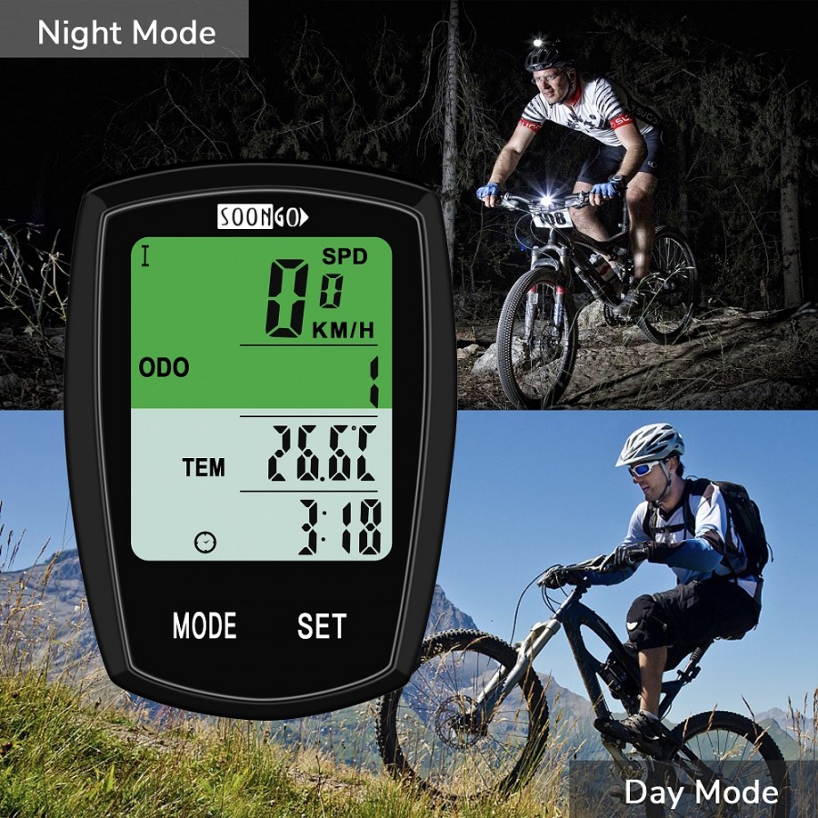 SOON GO Bicycle Speedometer Wireless Bike Computer Cadence IPX6 Waterproof Bike Odometer