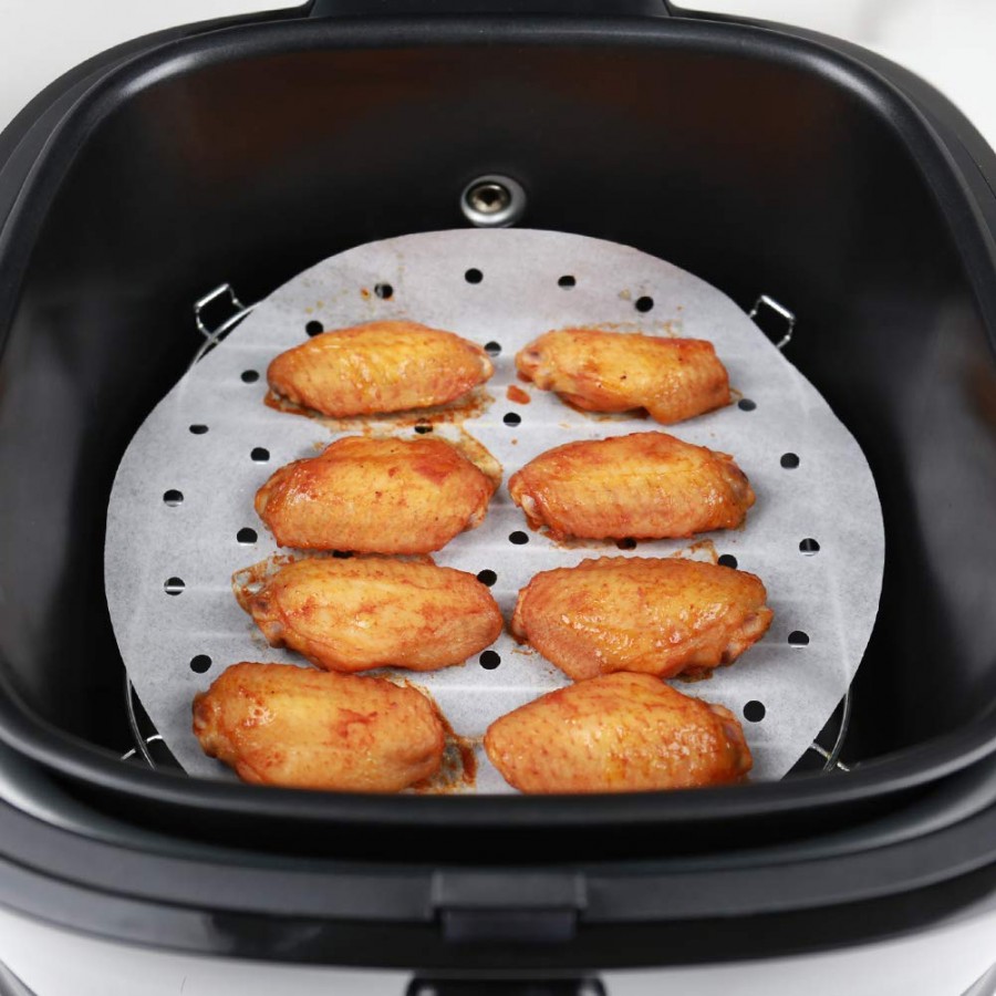 Air Fryer Liners 9 Inch 100pcs With Holes Parchmen Baking Paper Bamboo ...