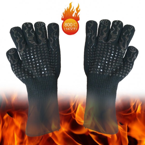 BBQ Grill Gloves, 1472°F Extreme Heat Resistant Gloves Non-Slip Insulated Oven Mitts Potholder Perfect for Barbecue Grilling Cooking Baking Kitchen Smokers 1 Pair