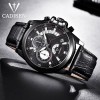 Watches for Men Chronograph Waterproof Military Sport Mens Wrist Watch with Leather Band