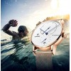 Automatic Mens Stainless Steel Wrist Watch with Calendar Multifunctional Strap Milanese Mesh