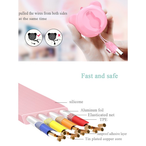 High quality charging multi-function silicone telescopic data line Fast Charging  Data cord line hidden retractable usb Cable for iOS Android/Type C