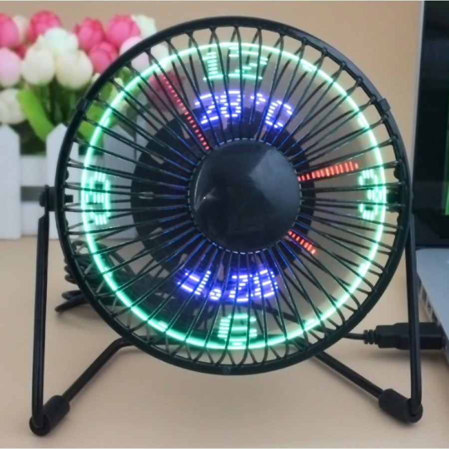 Desktop USB LED Clock Fan with Real Time and Temperature