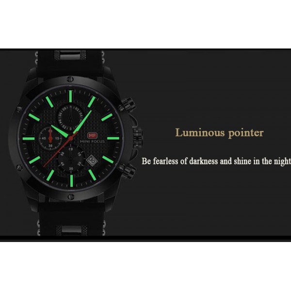 Mens Chronograph Analog Quartz Business Watch with Date Luminous Waterproof Silicone Strap Casual Dress Wrist Watches for family gift