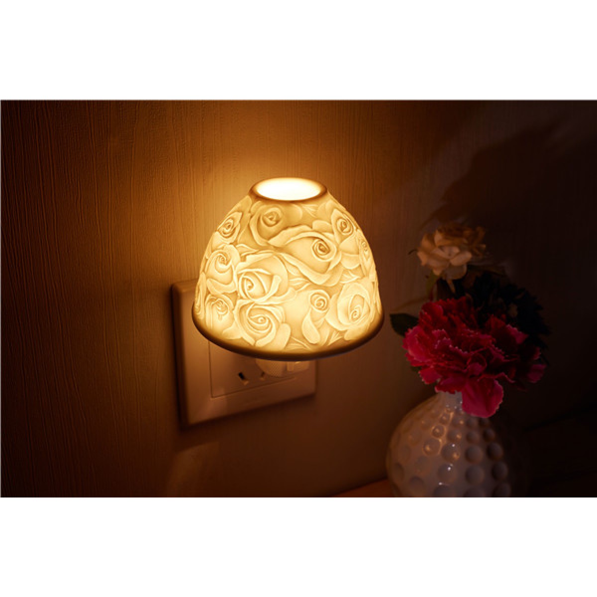 Exquisite Wallmounted & Plugin HandMade White Porcelain Night