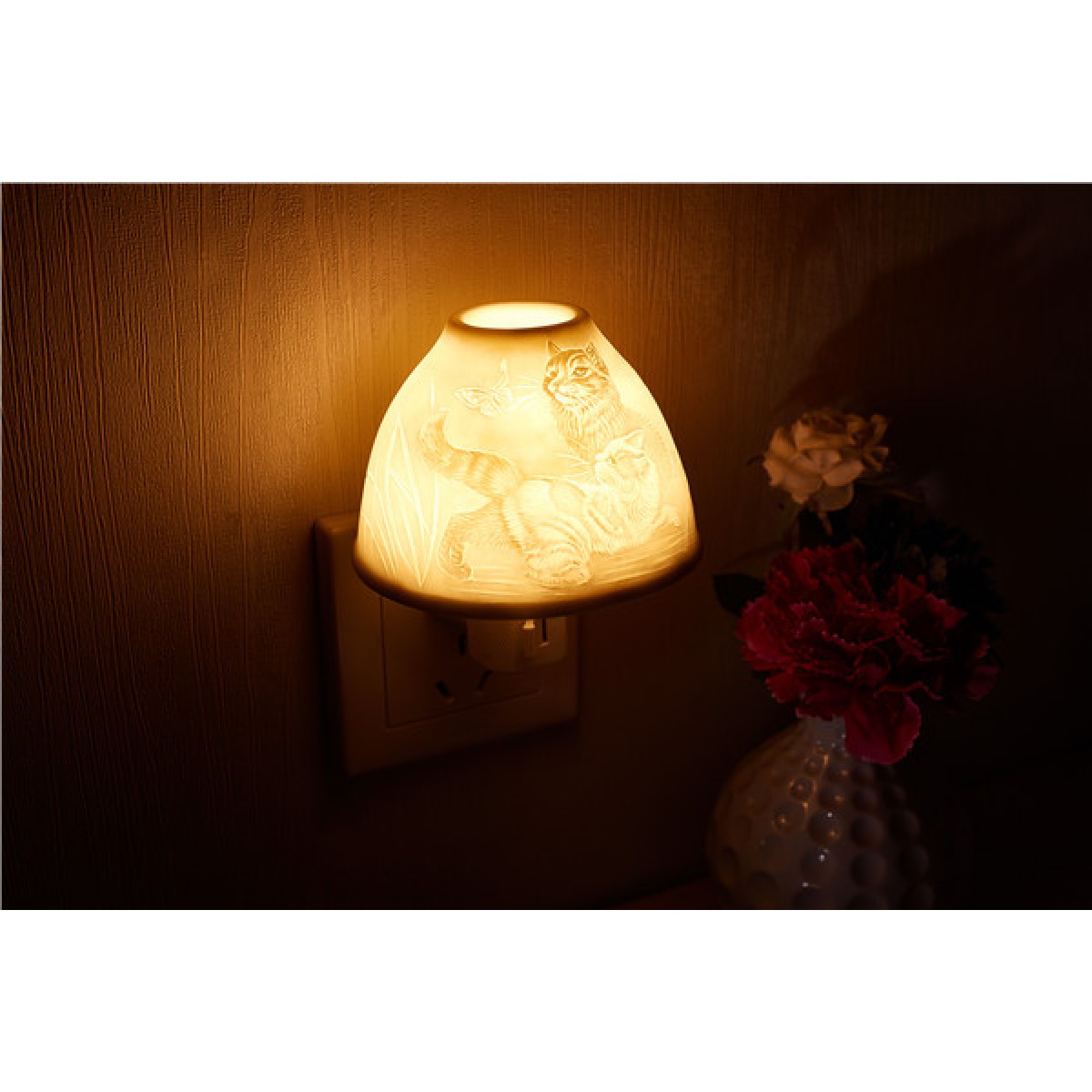 Exquisite Wallmounted & Plugin HandMade White Porcelain Night