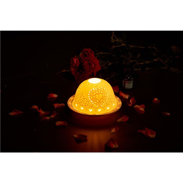 Exquisite Wall-mounted & Plug-in Hand-Made White Porcelain Night & Ambience Light, Pluggable Home Fragrance Diffuser, Bas-Relief Craft, No Flame, with One More Bulb