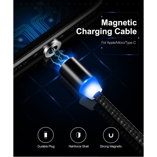 SOONGO LED Magnetic USB Cable Magnet Plug USB Type C Micro USB IOS Plug for samsung huawei xiaomi iPhone Xs Xr X 8 7 6 Plus 5