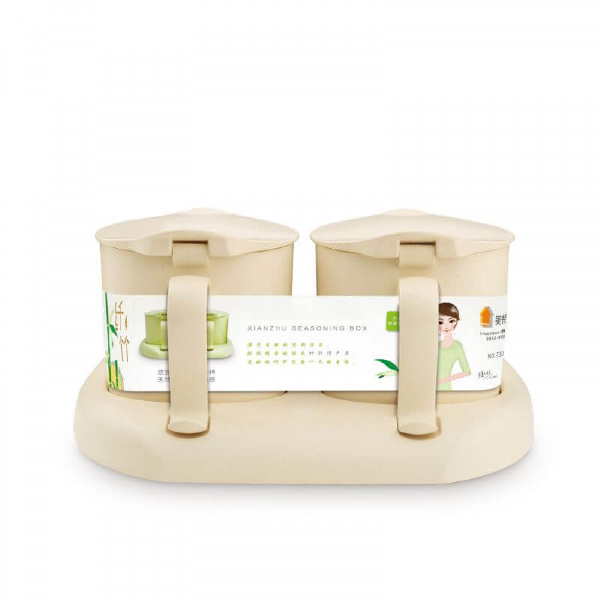 Bamboo Fiber Kitchen supplies Plastic Seasoning Box Set, Seasoning Set