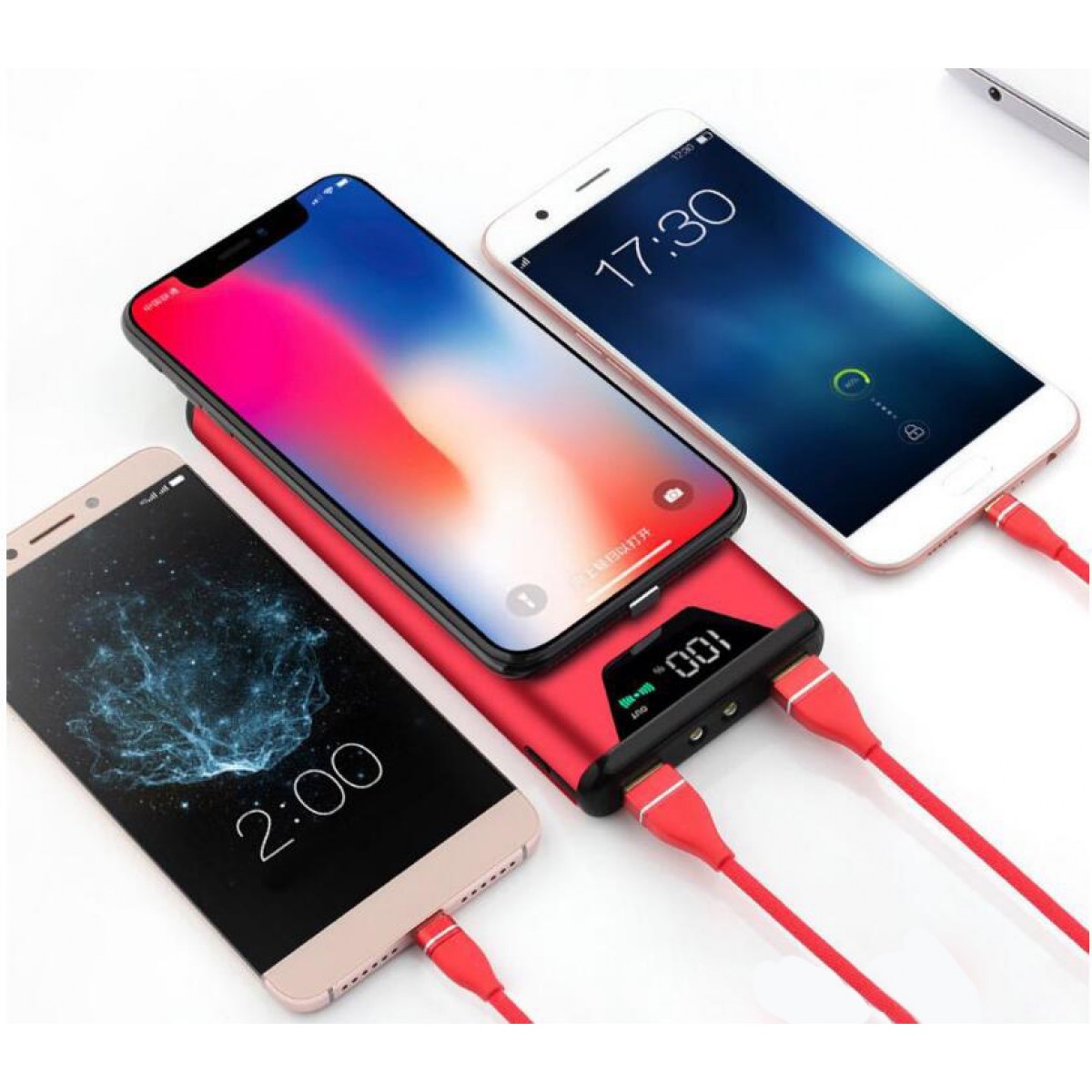 10000mAh Wireless Power Bank, Dual Smart USB Port 5V/2.1A External