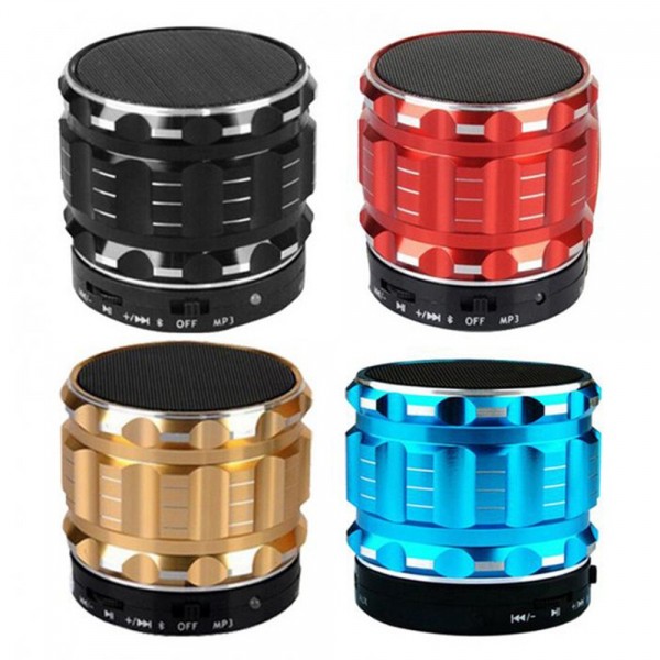 Portable Mini Super Bass Stereo Bluetooth Speakers Metal Steel Wireless Audio Player with Mic FM Radio Support TF Card for iPhone Samsung Smartphone PC Tablet