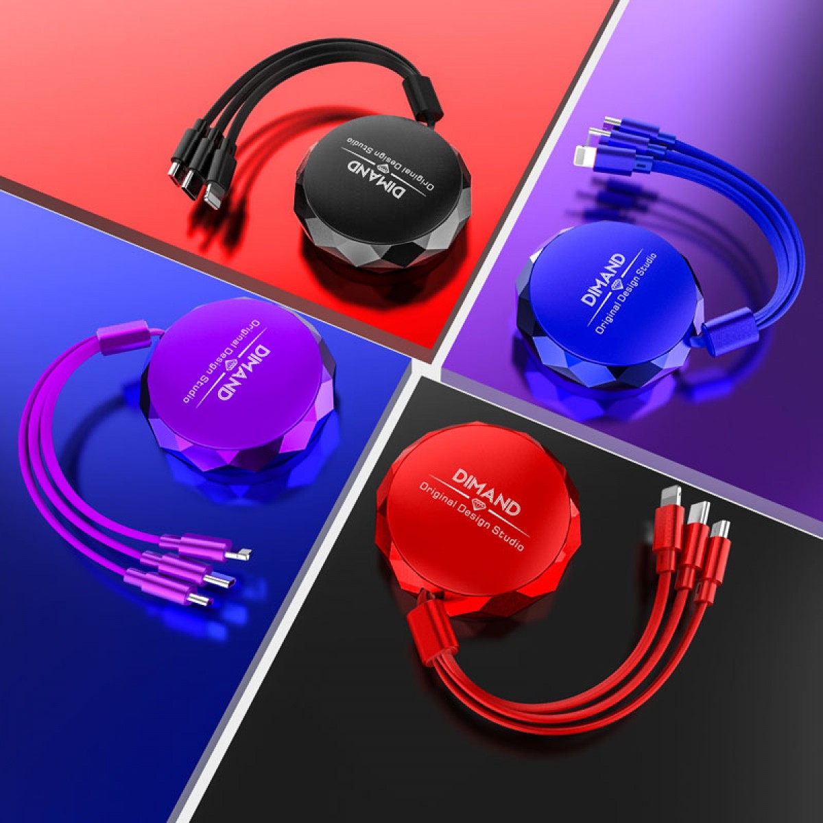 3 in 1 Retractable Retractable Flexible Universal Multiple Charging Cable USB Charger Cord with