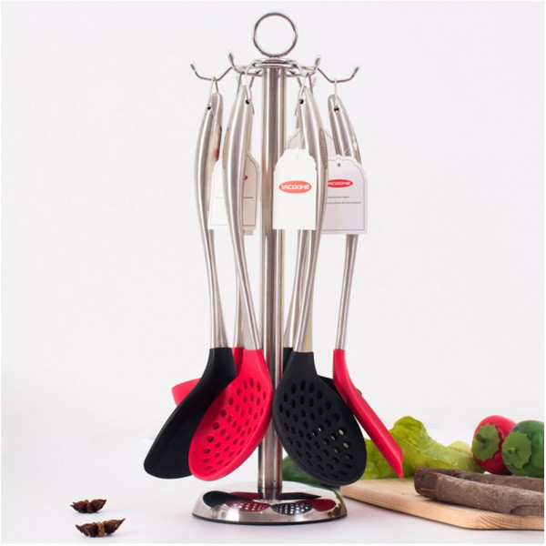Kitchen Tools Utensil Holder, Metal Kitchen Storage Tool Truner Spoon Rotating Holder Stand with
